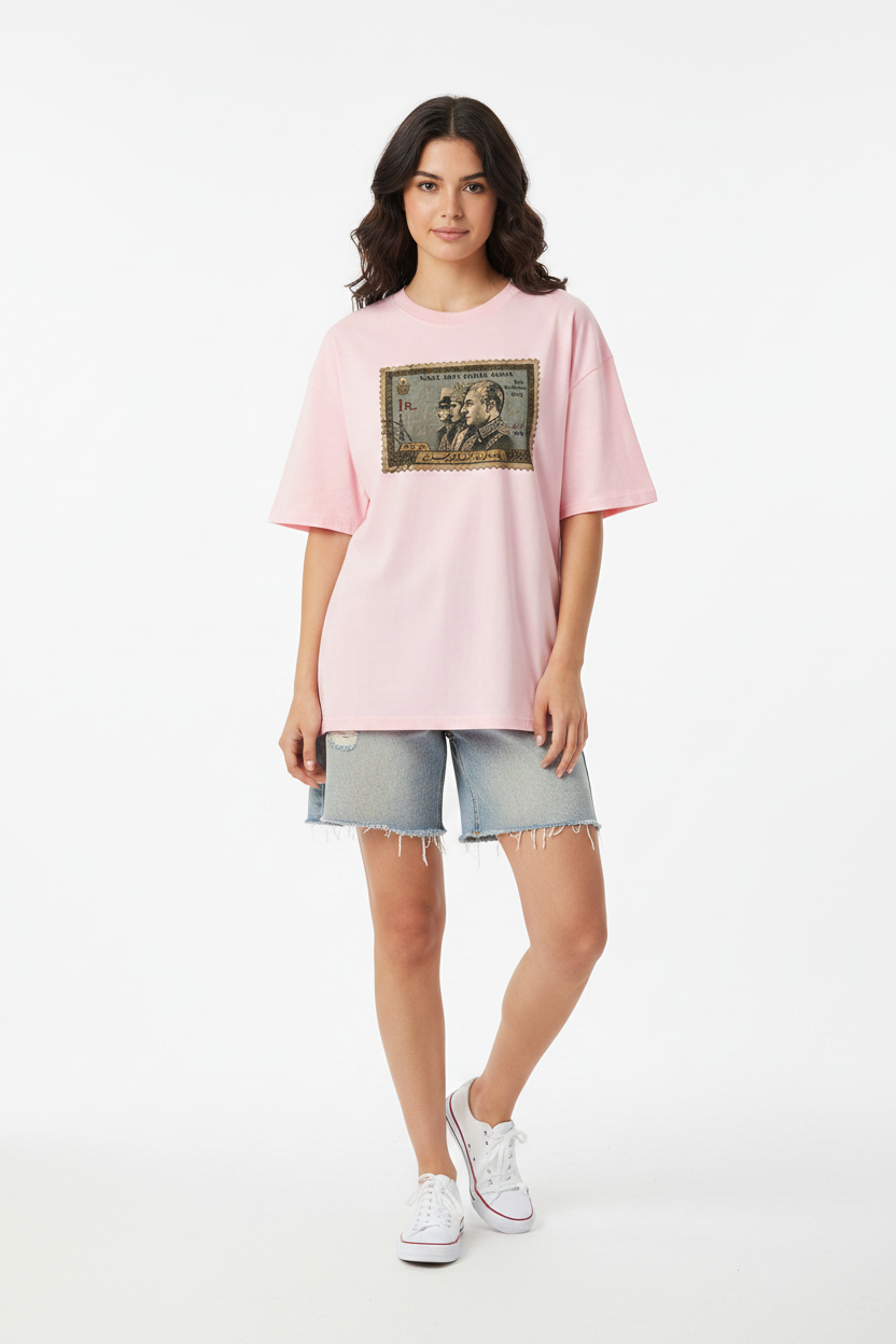Unisex Seamless Graphic T-Shirt | Vintage Iran Stamp Design | Mehrbunoo