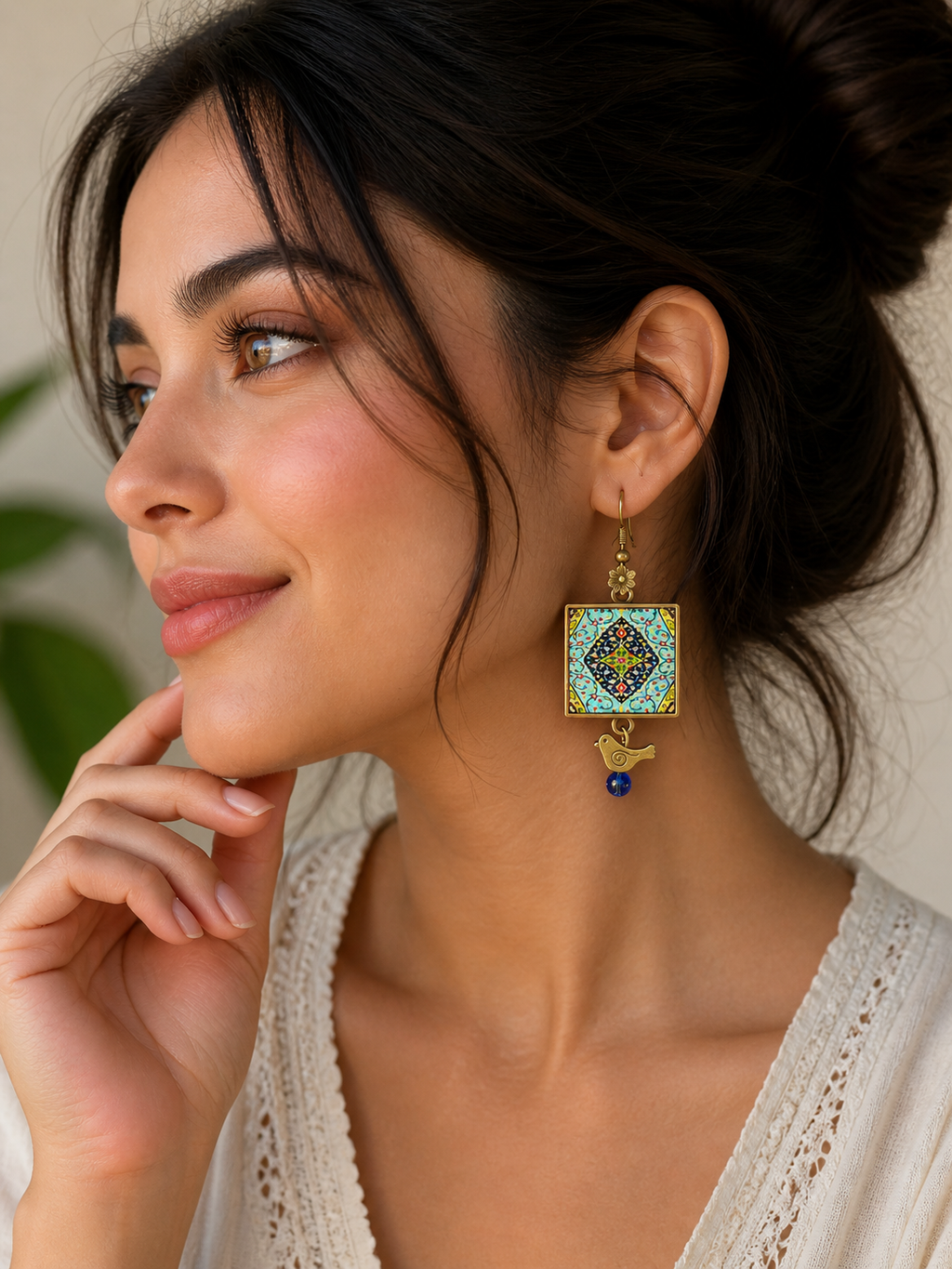 Handmade Earrings | Hand Painted Persian Style Earrings  | Mehrbunoo