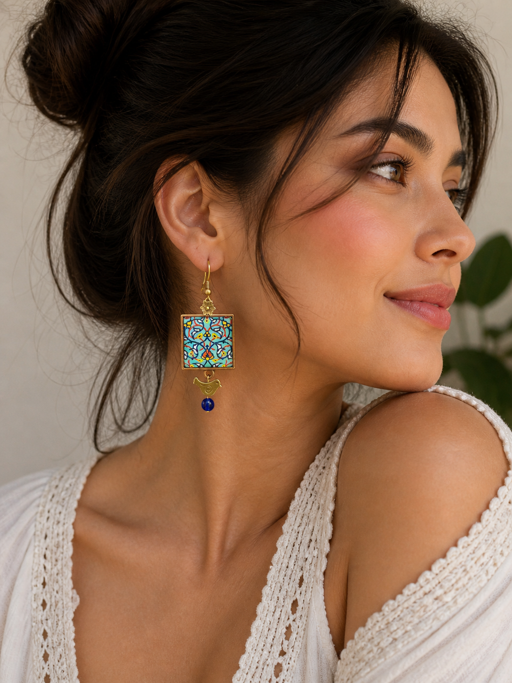 Handmade Earrings | Hand Painted Persian Style Earrings  | Mehrbunoo