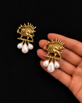 18K Gold Plated Hypoallergenic stainless steel Earrings Lion & Sun | Perl