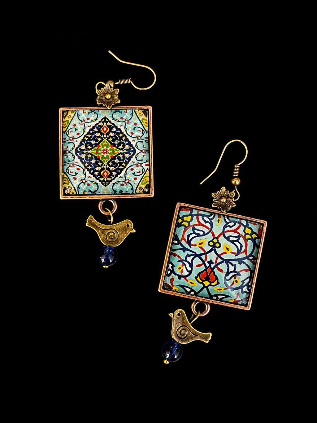 Handmade Earrings | Hand Painted Persian Style Earrings  | Mehrbunoo