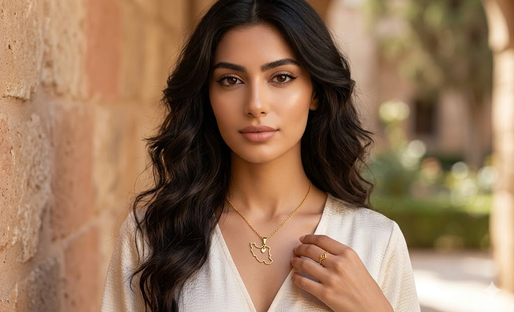 Iran Map Necklace – Minimal Persian Pendant | Stainless Steel | Mehrbunoo