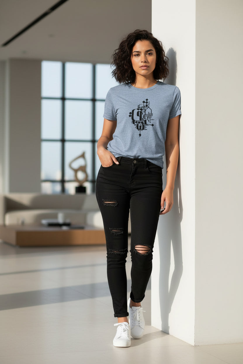Women’s High-Waisted Cotton T-Shirt | Modern Persian Calligraphy | Eshgh عشق | Mehrbunoo