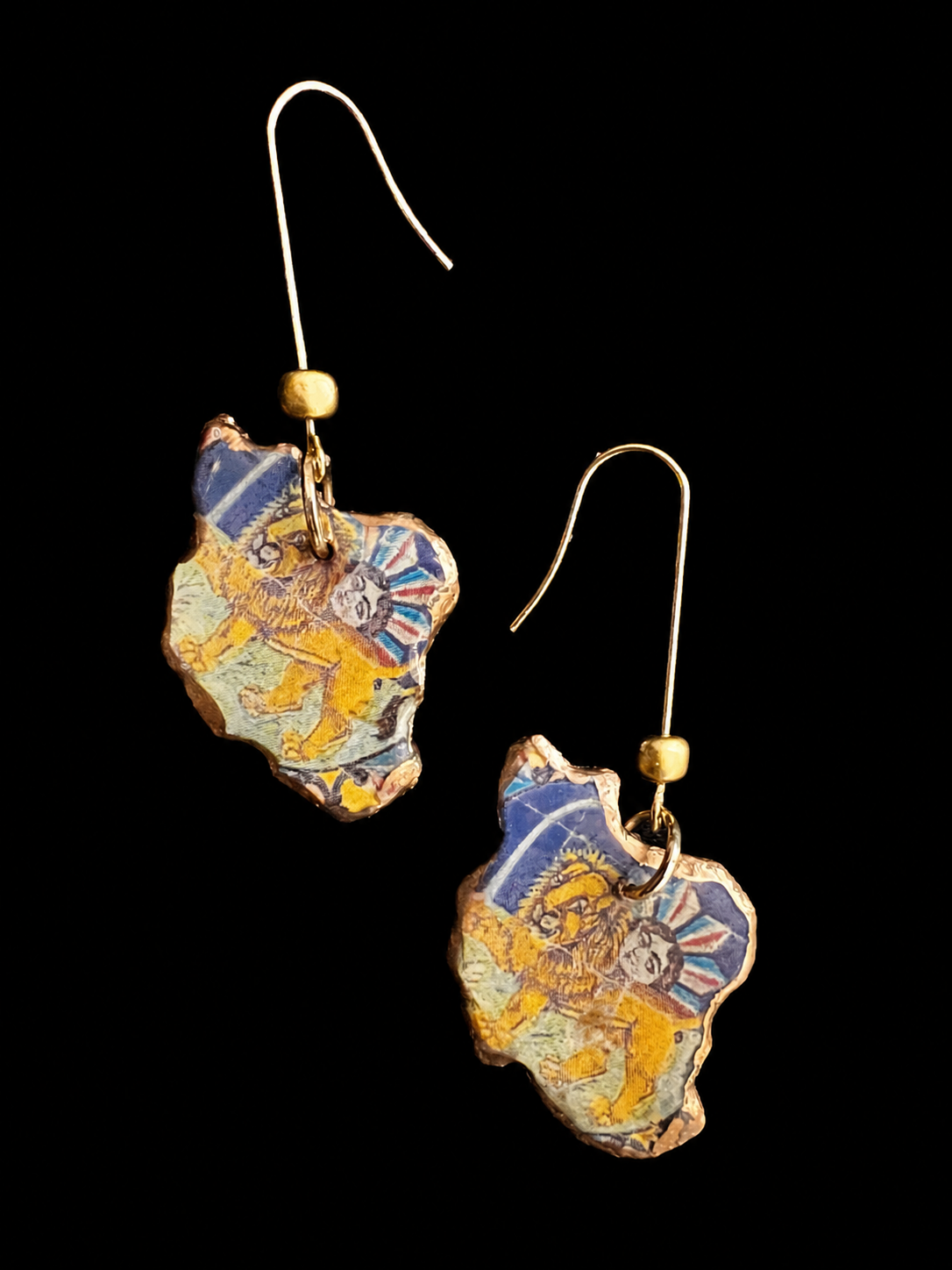 Handmade Ceramic  Iran Map _ Lion & Sun Earrings _ Hypoallergenic Hooks