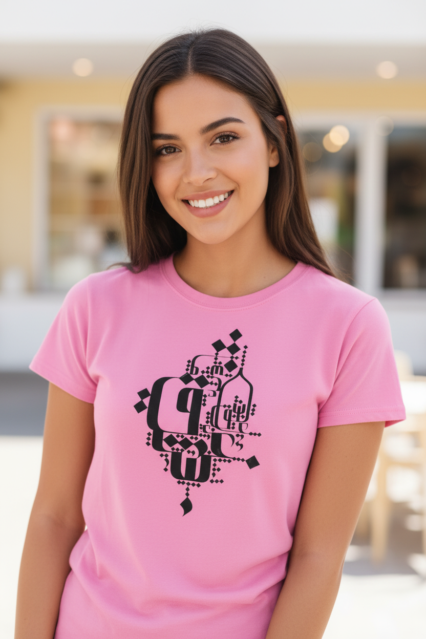 Women’s Cotton Fitted T-Shirt | Modern Persian Calligraphy |  Eshgh – عشق