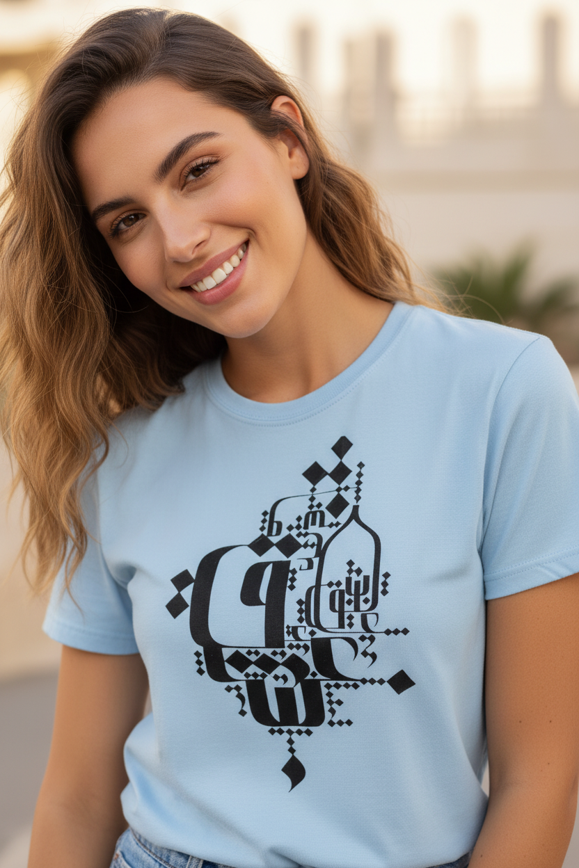 Women’s Cotton Fitted T-Shirt | Modern Persian Calligraphy |  Eshgh – عشق