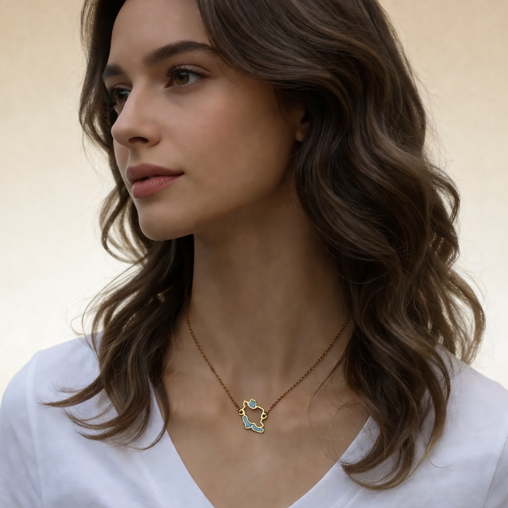 Iran Map Necklace – Enamel Pendant | Persian Heritage | Mehrbunoo