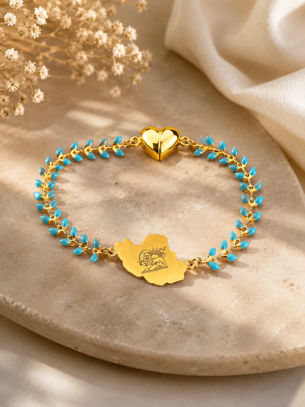Lion & Sun Iran Map Bracelet | Mehrbunoo Design