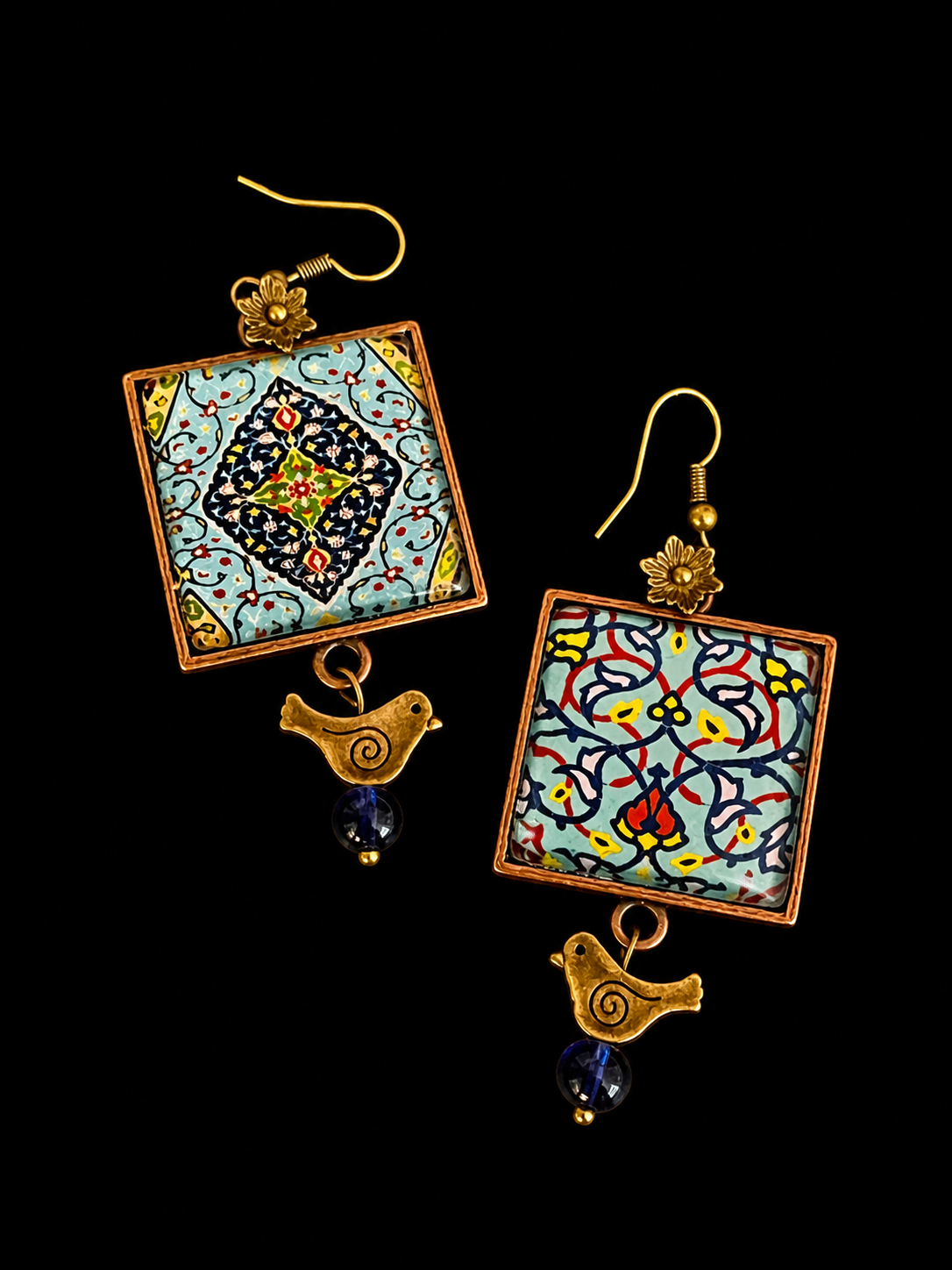 Handmade Earrings | Hand Painted Persian Style Earrings  | Mehrbunoo