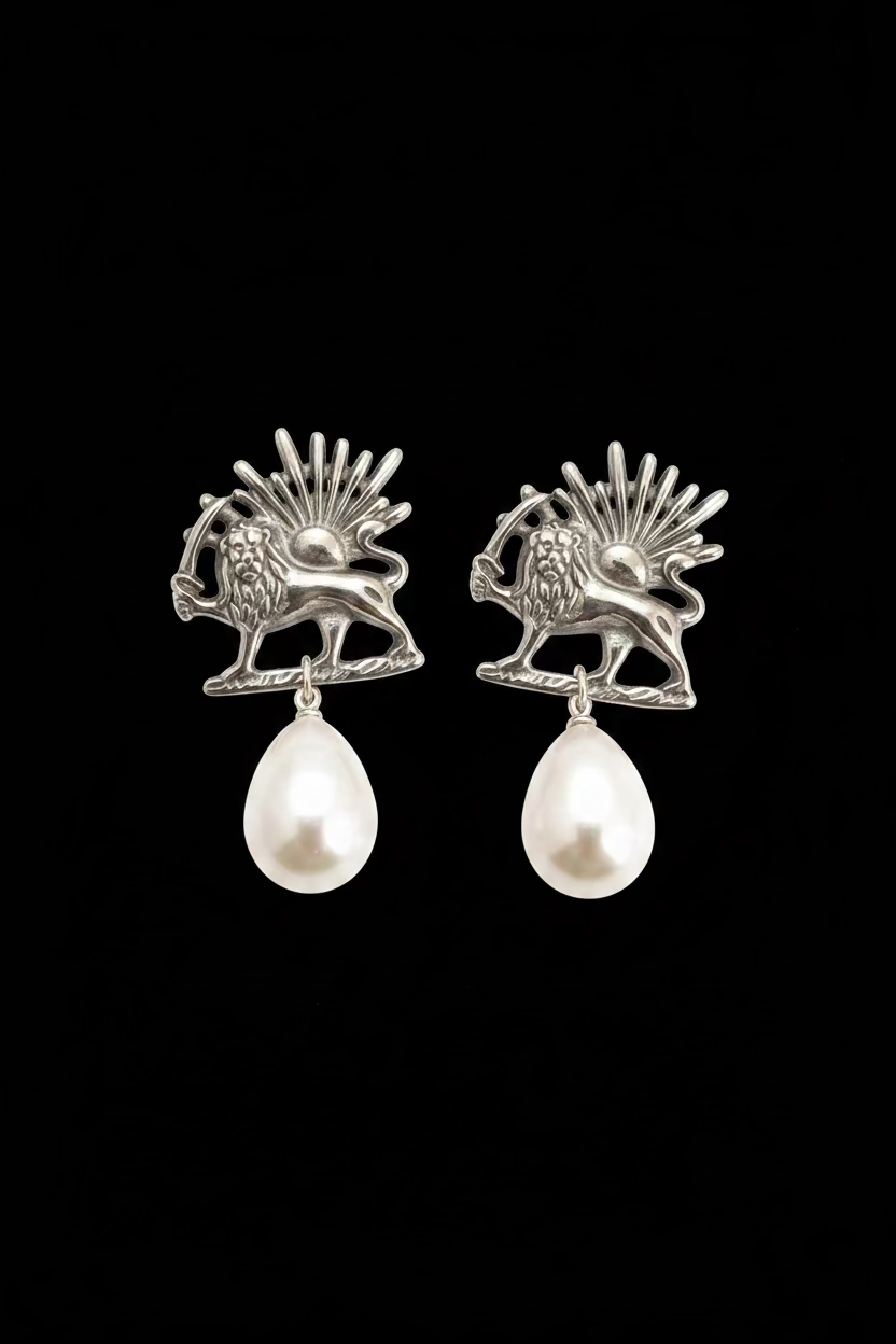 Lion & Sun Persian Earings | Premium hypoallergenic stainless steel | Mehrbanoo Design