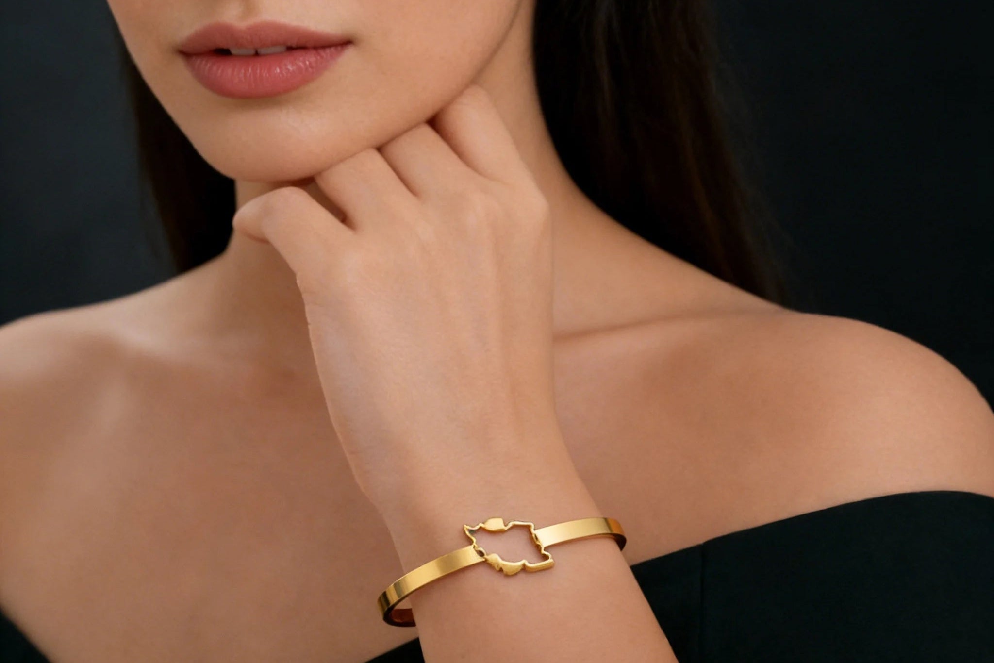 Iran Map Cuff Bracelet – Minimal Persian Design | Adjustable Stainless Steel | Mehrbunoo