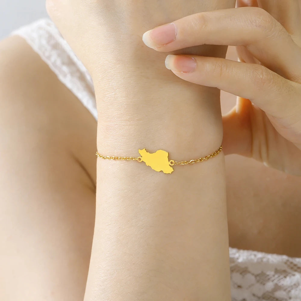 Iran Map Bracelet – Minimal Persian Design | Stainless Steel | Mehrbunoo