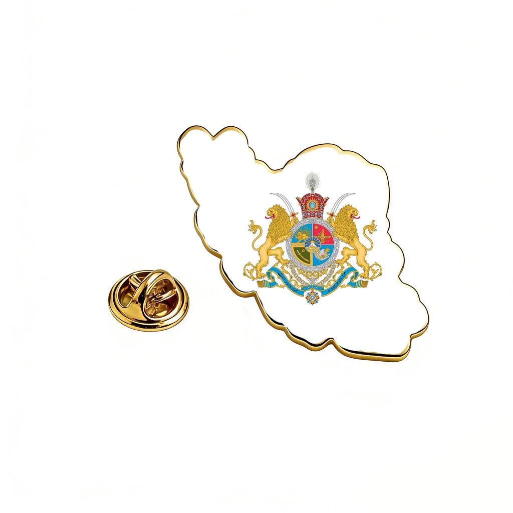 Persian Lion & Sun Brooch – Iran Map Pin | Stainless Steel | Mehrbunoo