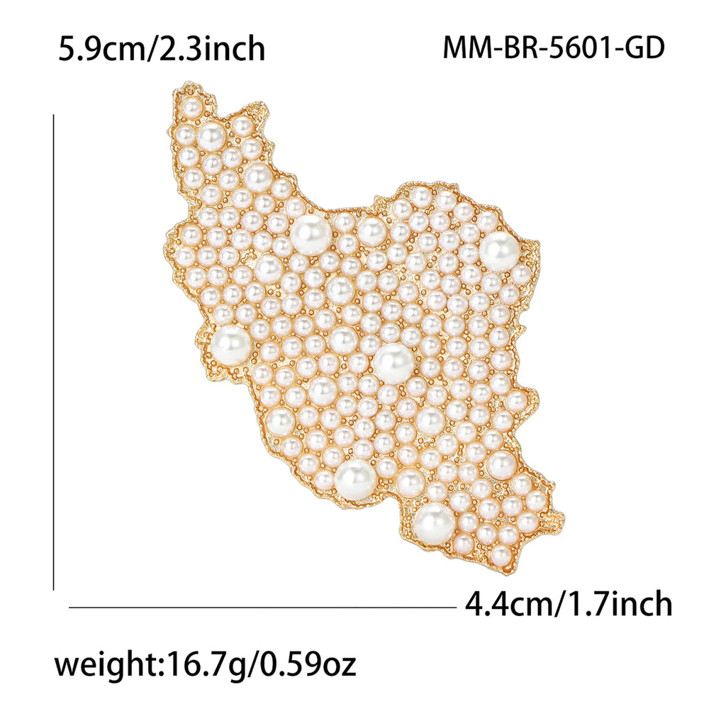 Iran Map Brooch &amp; Necklace – Pearl Detail | Persian Heritage | Mehrbunoo