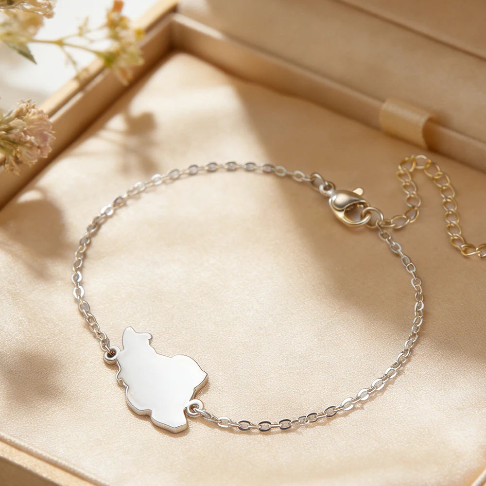 Iran Map Bracelet – Minimal Persian Design | Stainless Steel | Mehrbunoo