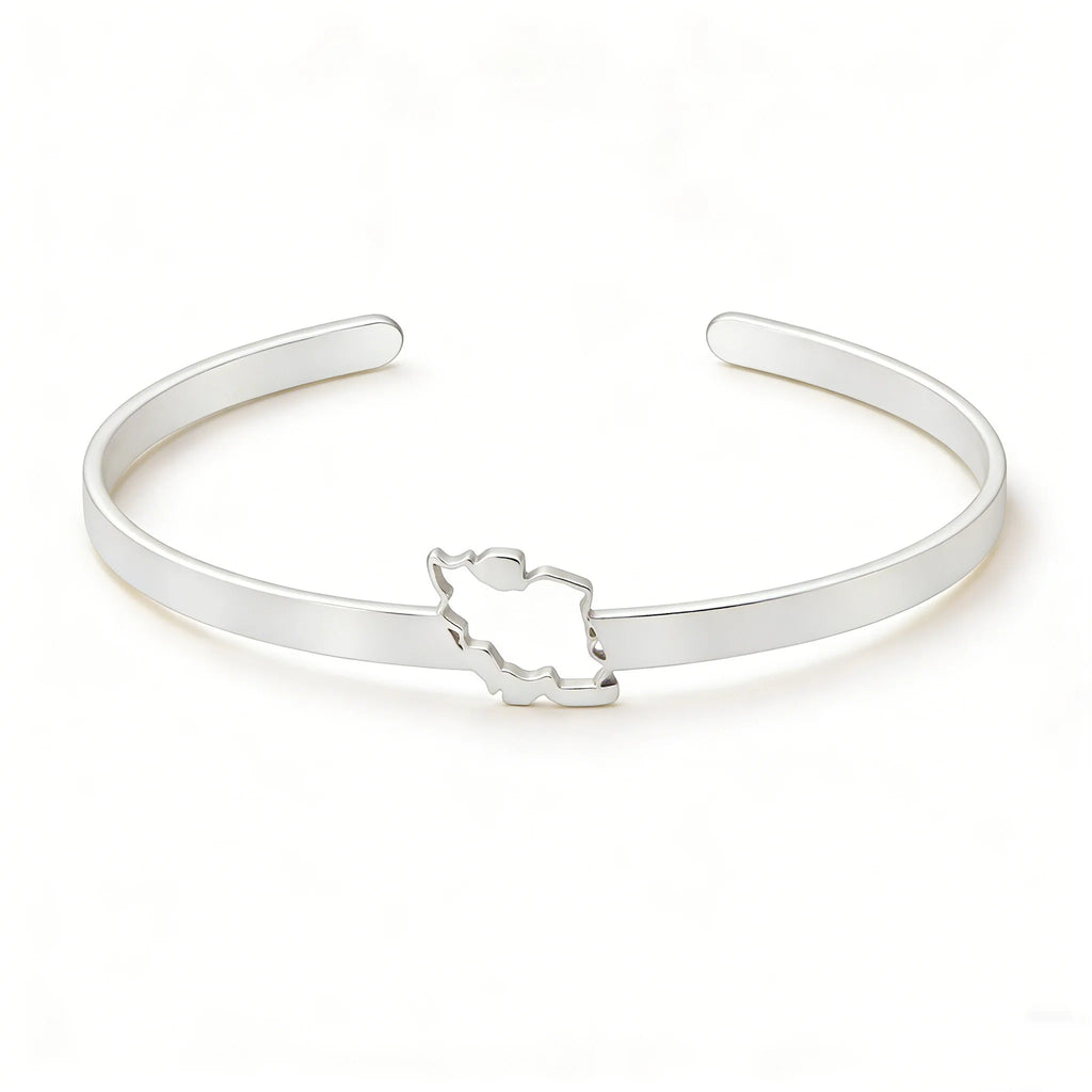 Iran Map Cuff Bracelet – Minimal Persian Design | Adjustable Stainless Steel | Mehrbunoo