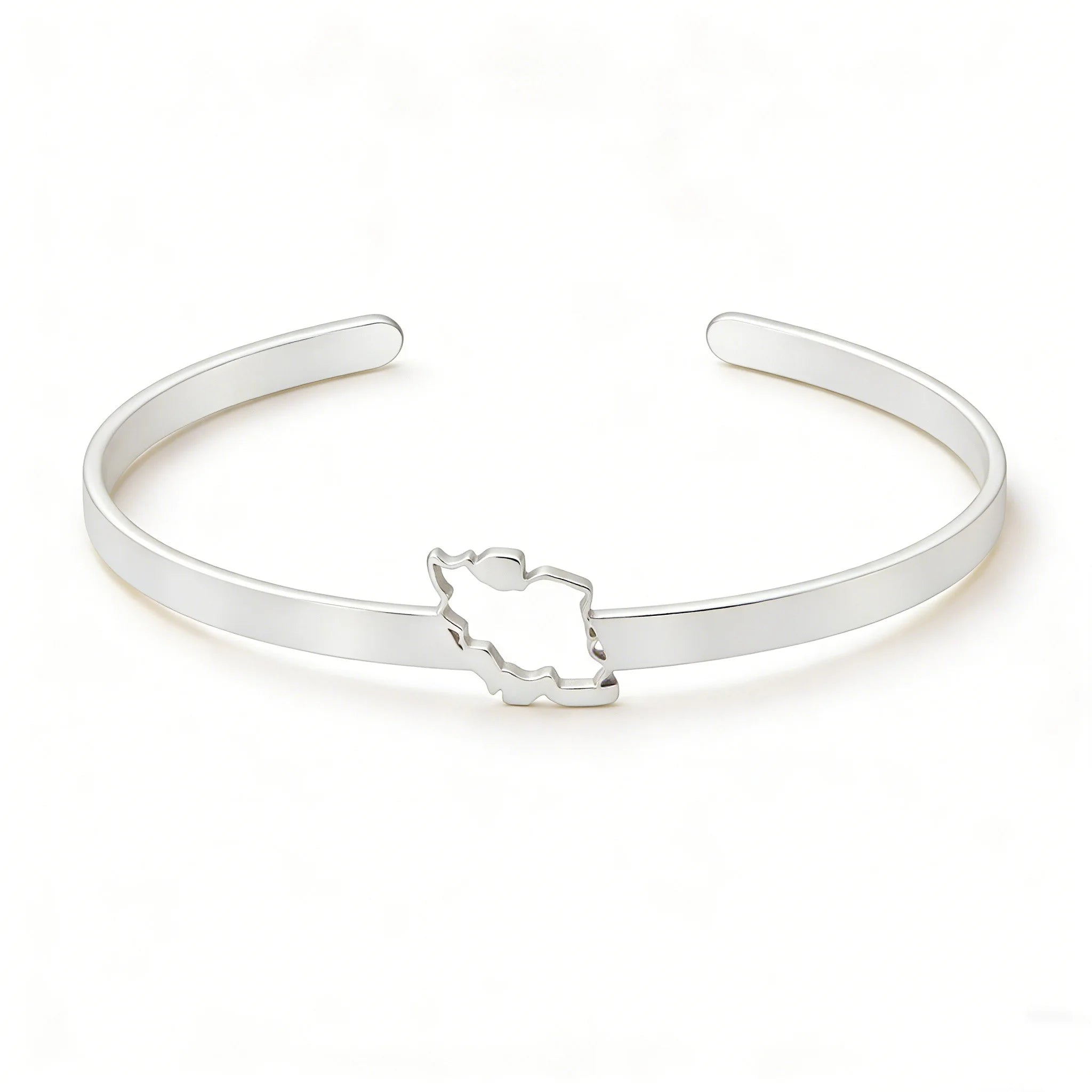 Iran Map Cuff Bracelet – Minimal Persian Design | Adjustable Stainless Steel | Mehrbunoo