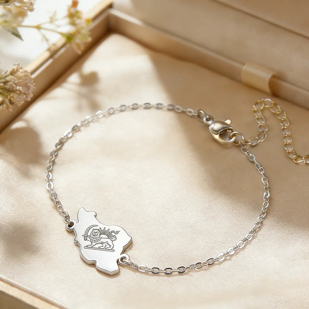 Iran Map Bracelet – Minimal Persian Design | Stainless Steel | Mehrbunoo
