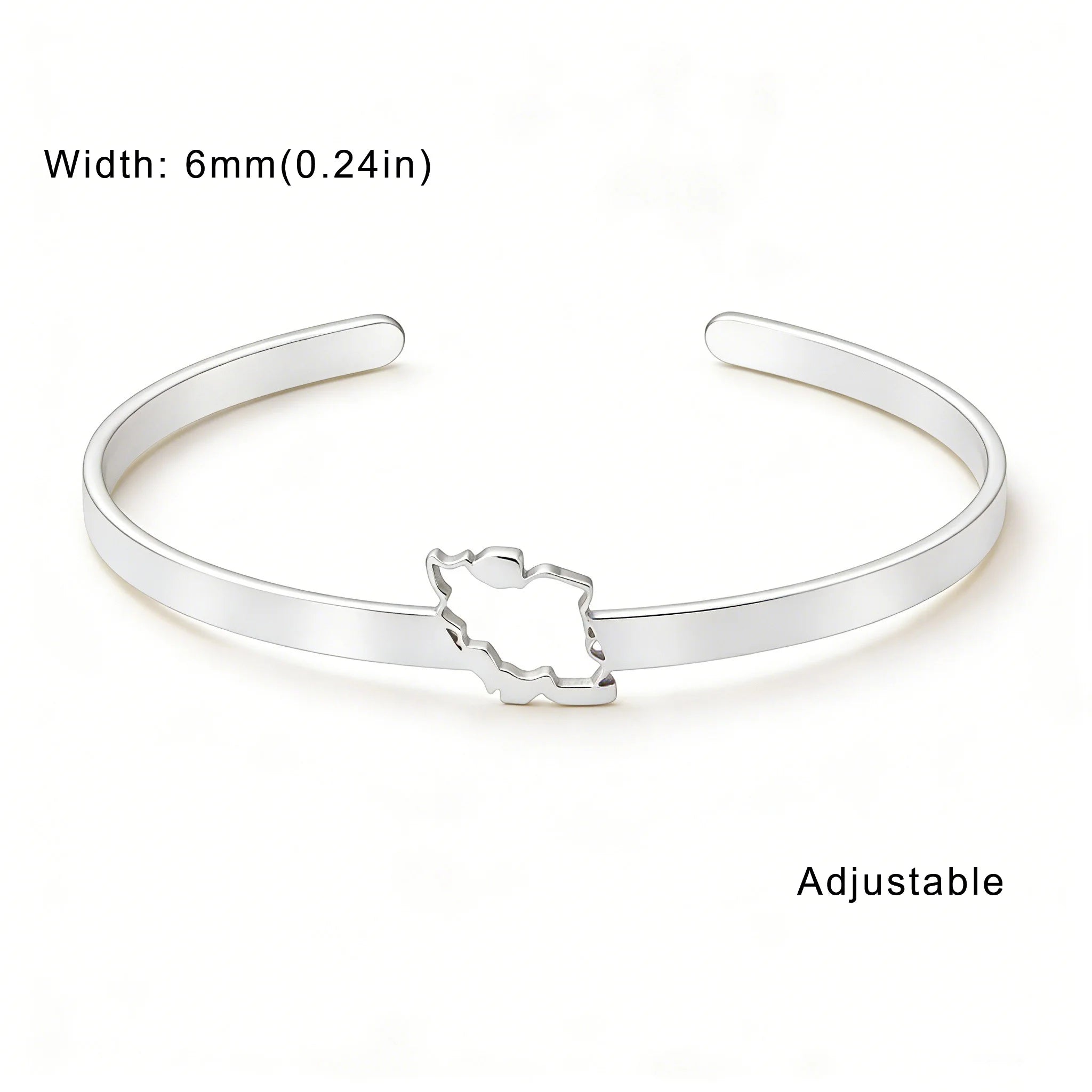 Iran Map Cuff Bracelet – Minimal Persian Design | Adjustable Stainless Steel | Mehrbunoo