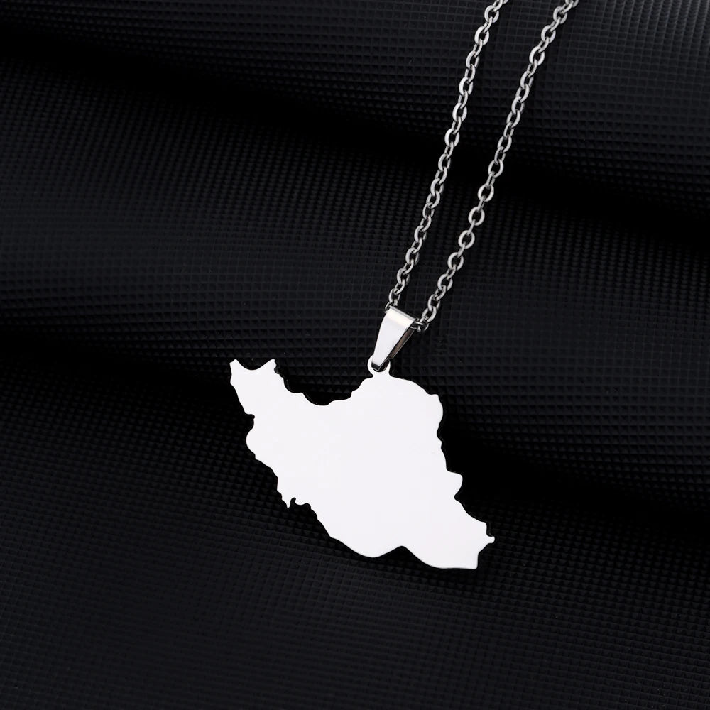 Iran Map Necklace – Minimal Persian Pendant | Stainless Steel | Mehrbunoo