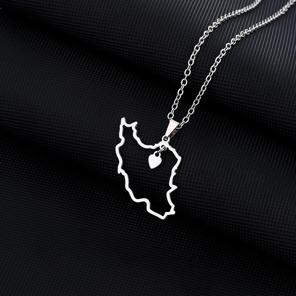 Iran Map Necklace – Minimal Persian Pendant | Stainless Steel | Mehrbunoo