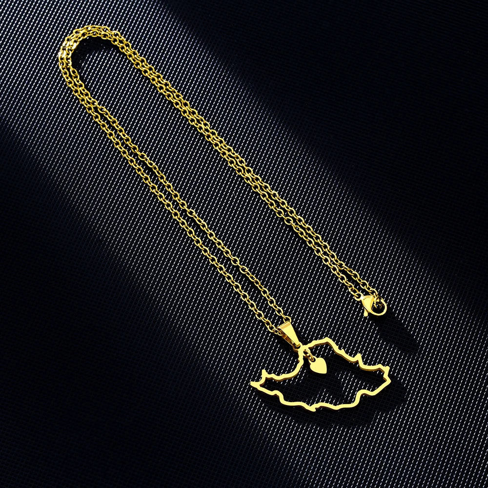 Iran Map Necklace – Minimal Persian Pendant | Stainless Steel | Mehrbunoo