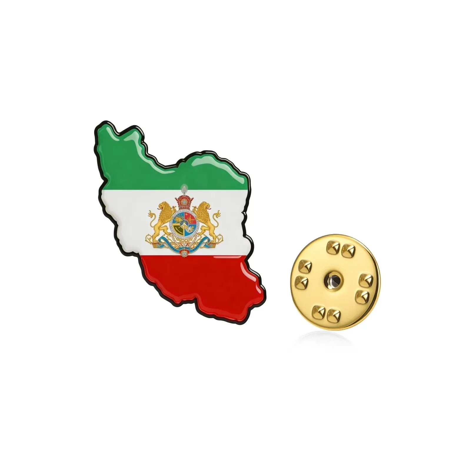 Persian Lion & Sun Brooch – Iran Map Pin | Stainless Steel | Mehrbunoo