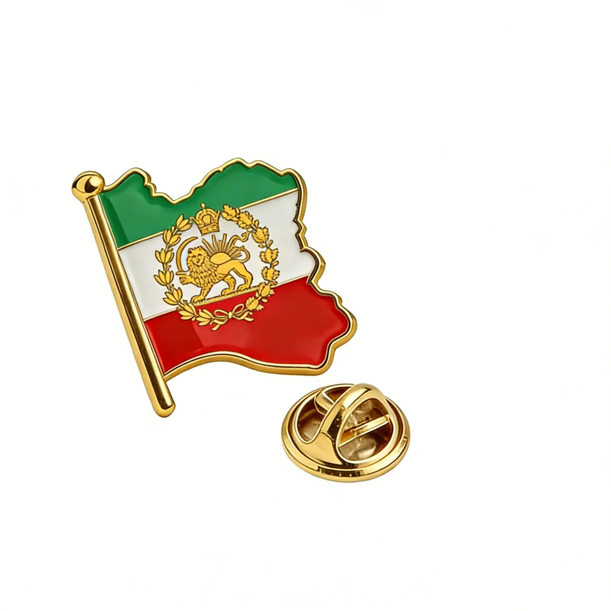 Persian Lion & Sun Brooch – Iran Map Pin | Stainless Steel | Mehrbunoo