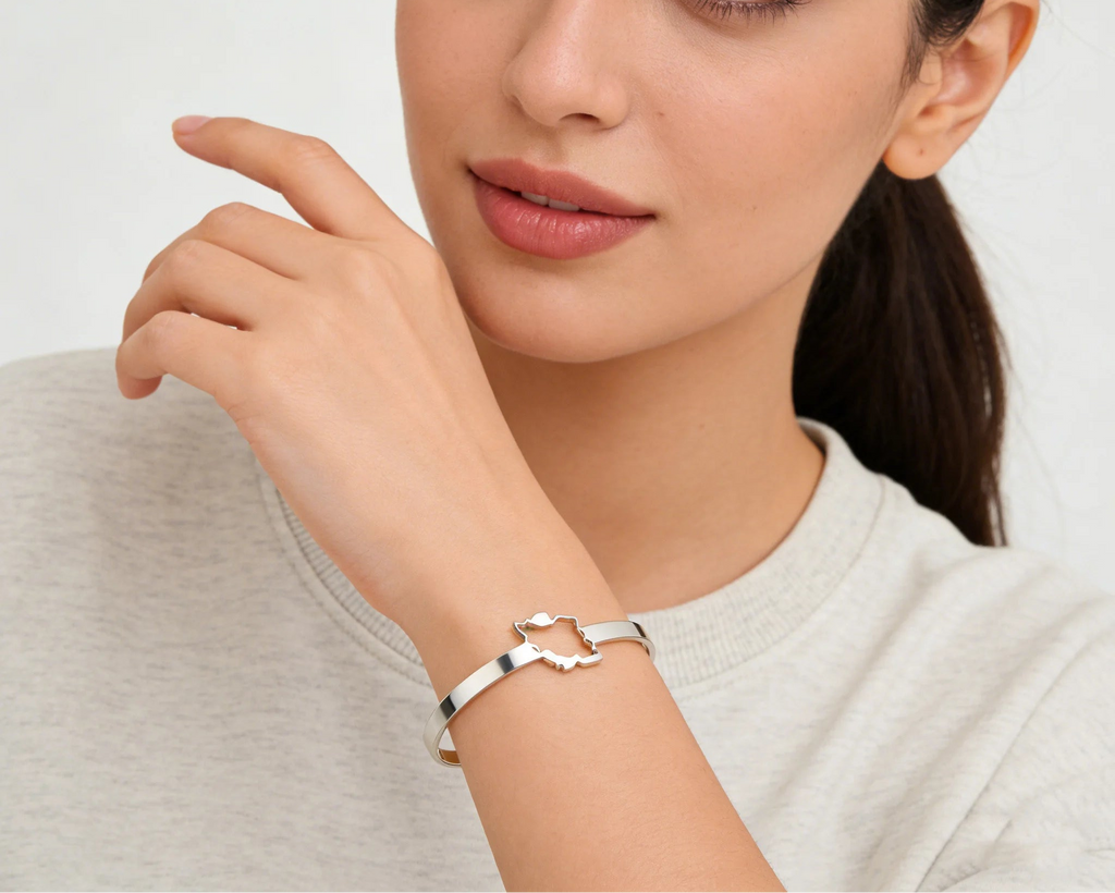Iran Map Cuff Bracelet – Minimal Persian Design | Adjustable Stainless Steel | Mehrbunoo