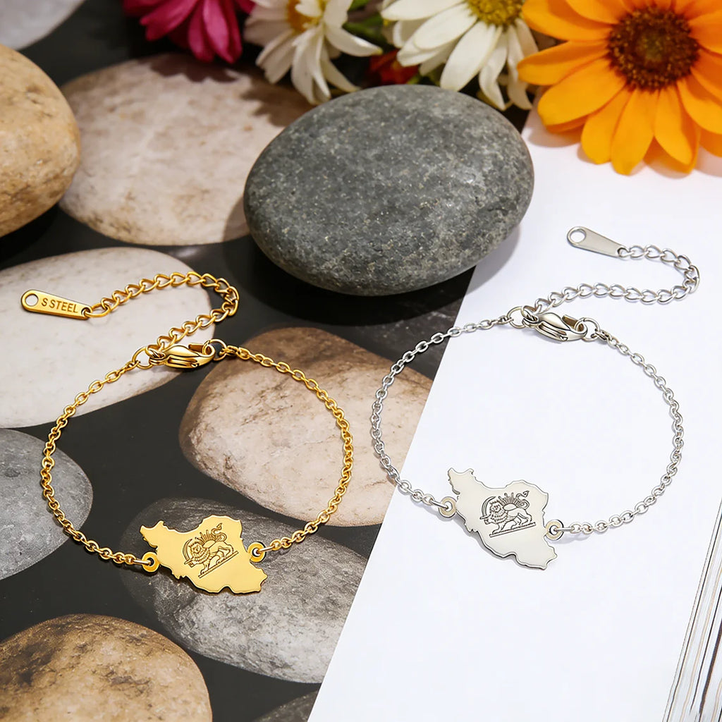 Iran Map Bracelet – Minimal Persian Design | Stainless Steel | Mehrbunoo