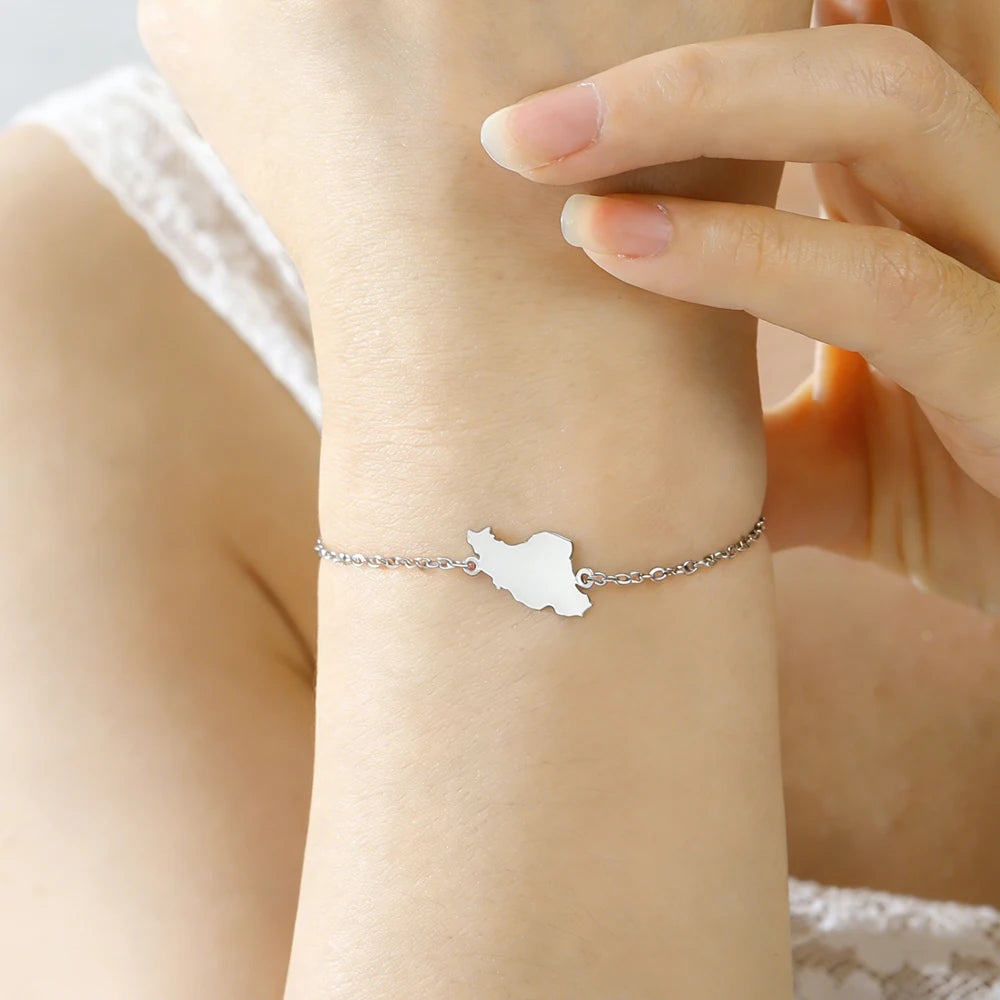 Iran Map Bracelet – Minimal Persian Design | Stainless Steel | Mehrbunoo