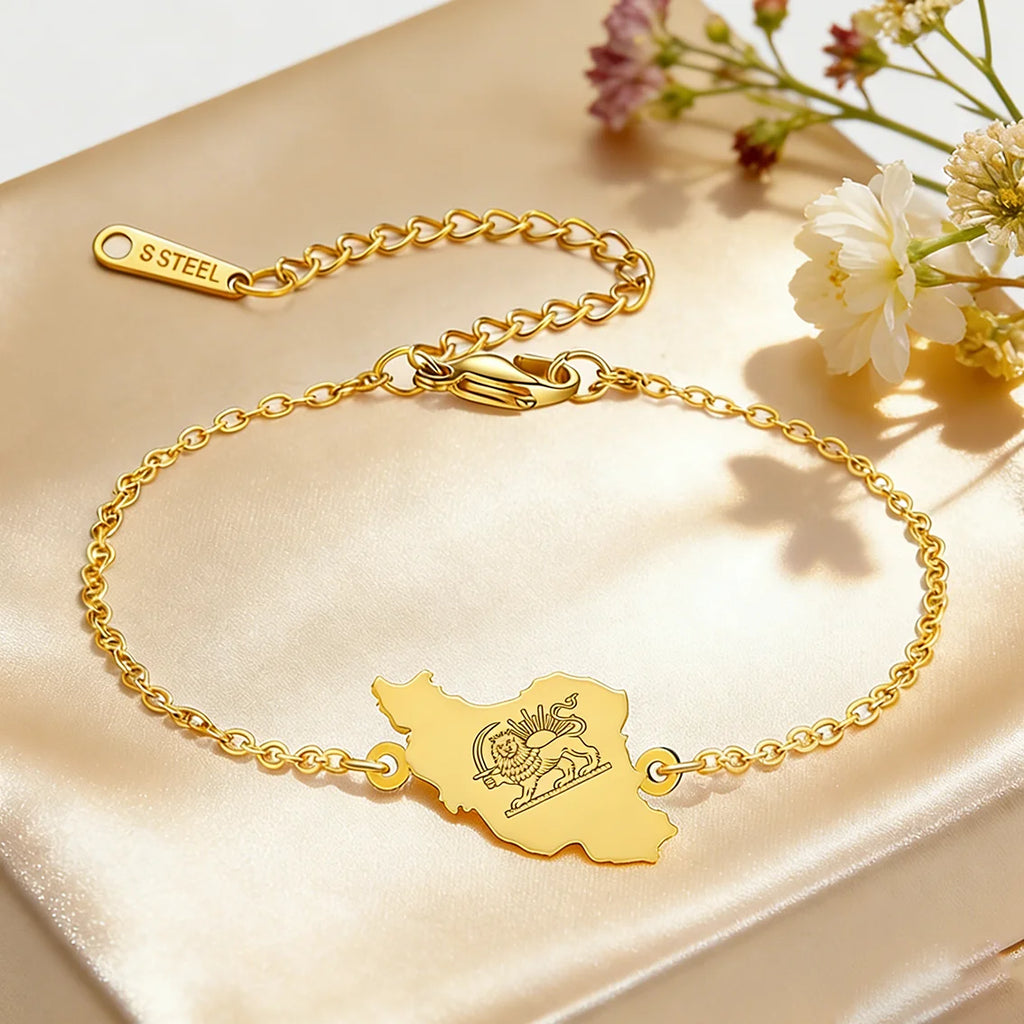 Iran Map Bracelet – Minimal Persian Design | Stainless Steel | Mehrbunoo