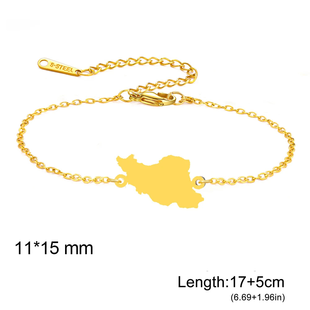 Iran Map Bracelet – Minimal Persian Design | Stainless Steel | Mehrbunoo