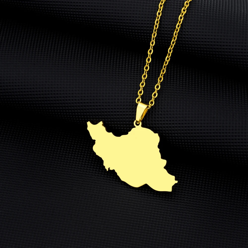 Iran Map Necklace – Minimal Persian Pendant | Stainless Steel | Mehrbunoo