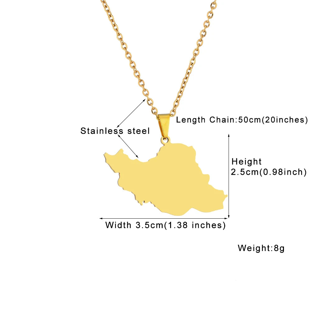 Iran Map Necklace – Minimal Persian Pendant | Stainless Steel | Mehrbunoo
