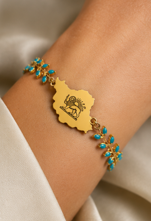 Lion & Sun Iran Map Bracelet | Mehrbunoo Design