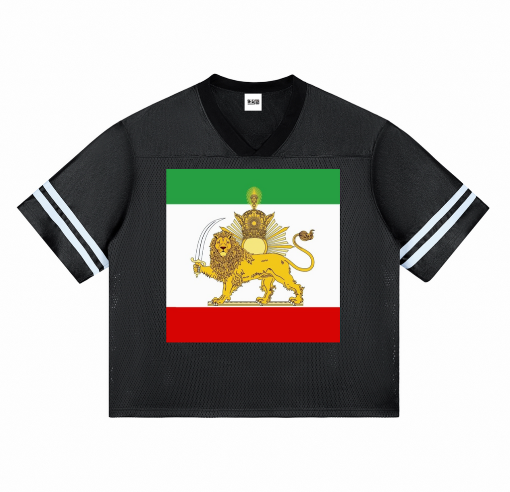 Taped Mesh T-Shirt | Sun and Lion Flag | Mehrbunoo