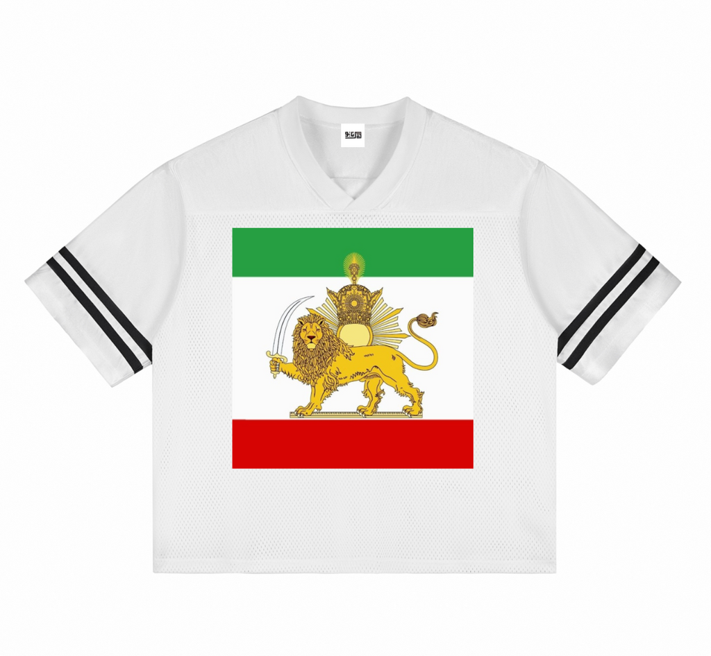 Taped Mesh T-Shirt | Sun and Lion Flag | Mehrbunoo