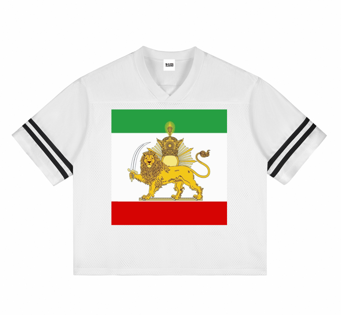 Taped Mesh T-Shirt | Sun and Lion Flag | Mehrbunoo