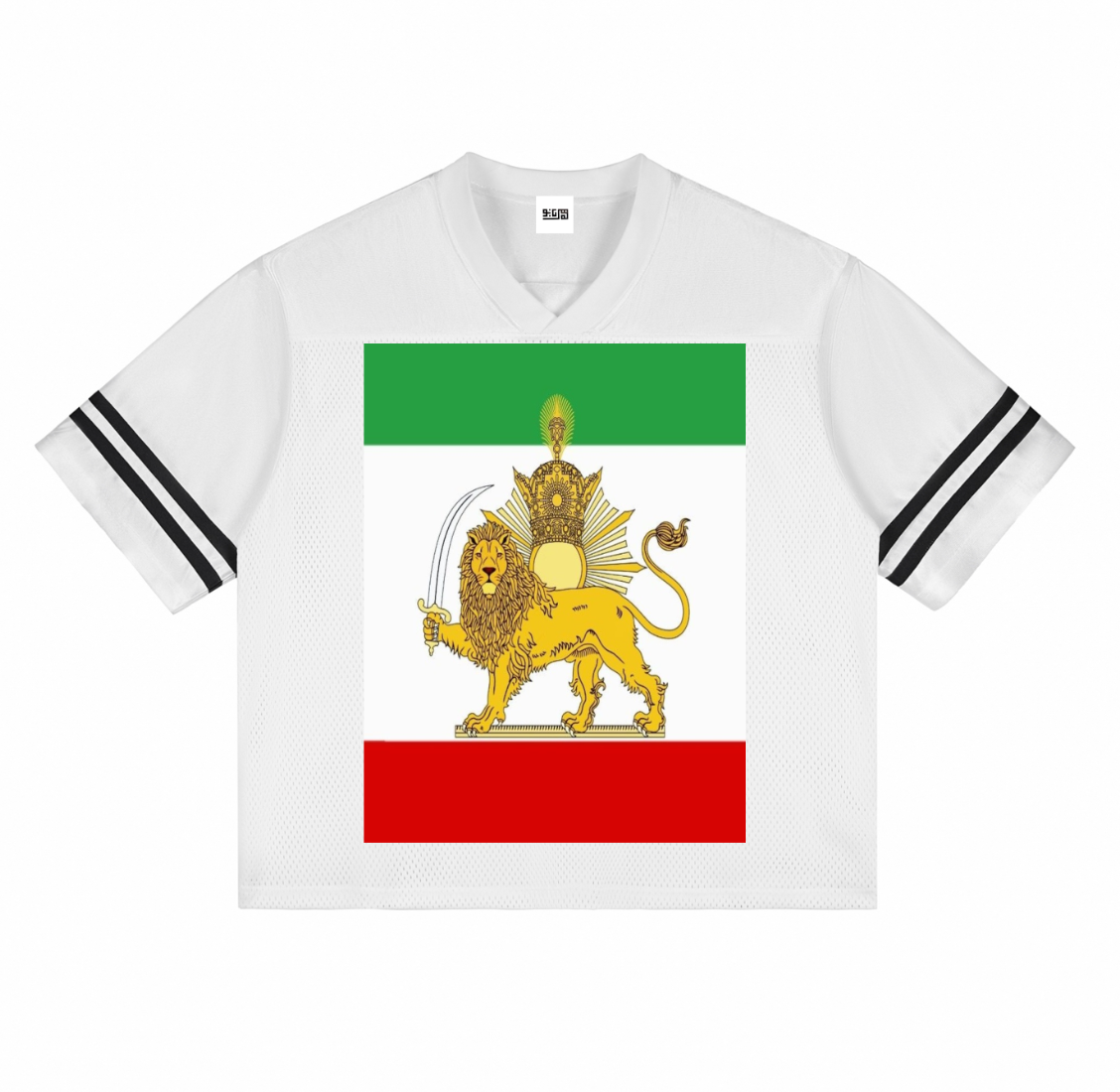Taped Mesh T-Shirt | Sun and Lion Flag | Mehrbunoo
