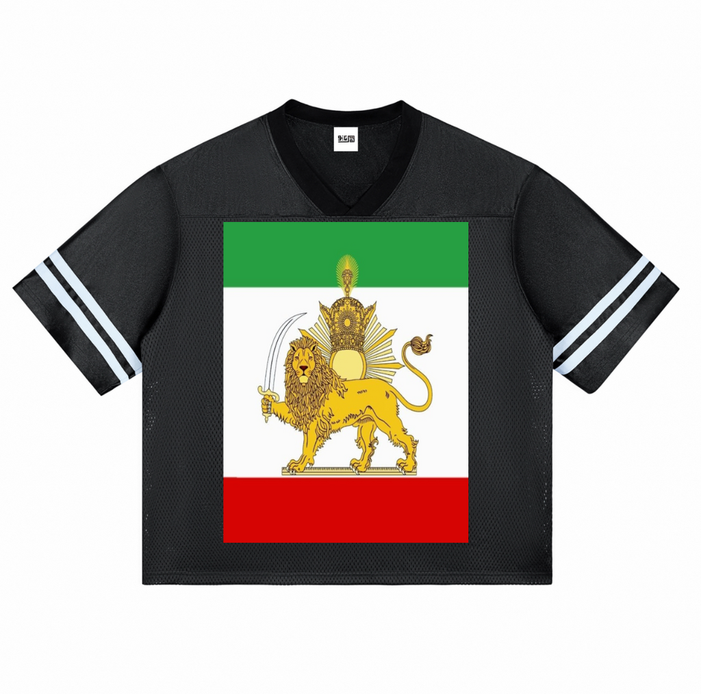 Taped Mesh T-Shirt | Sun and Lion Flag | Mehrbunoo