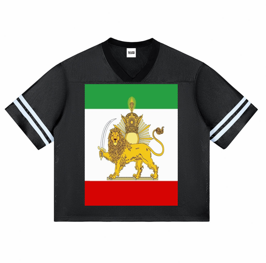 Taped Mesh T-Shirt | Sun and Lion Flag | Mehrbunoo