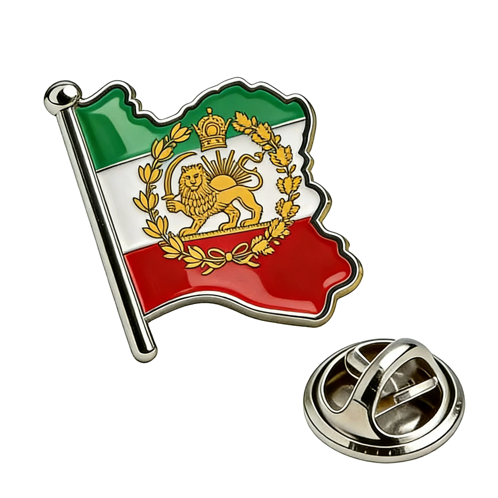 Persian Lion & Sun Brooch – Iran Map Pin | Stainless Steel | Mehrbunoo
