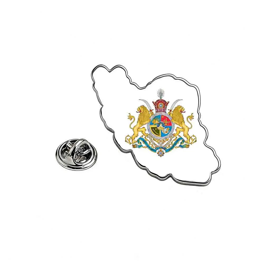 Persian Lion & Sun Brooch – Iran Map Pin | Stainless Steel | Mehrbunoo