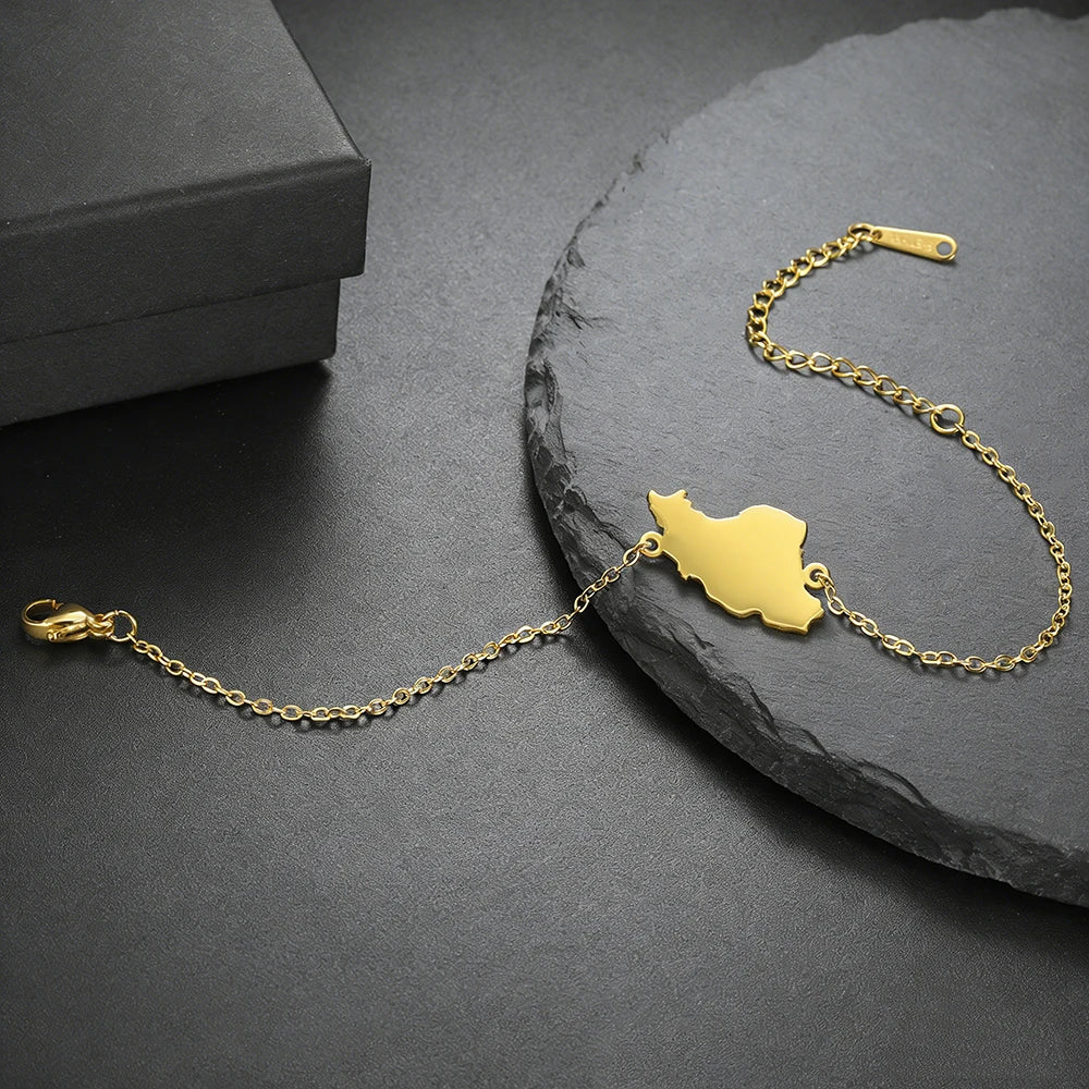 Iran Map Bracelet – Minimal Persian Design | Stainless Steel | Mehrbunoo