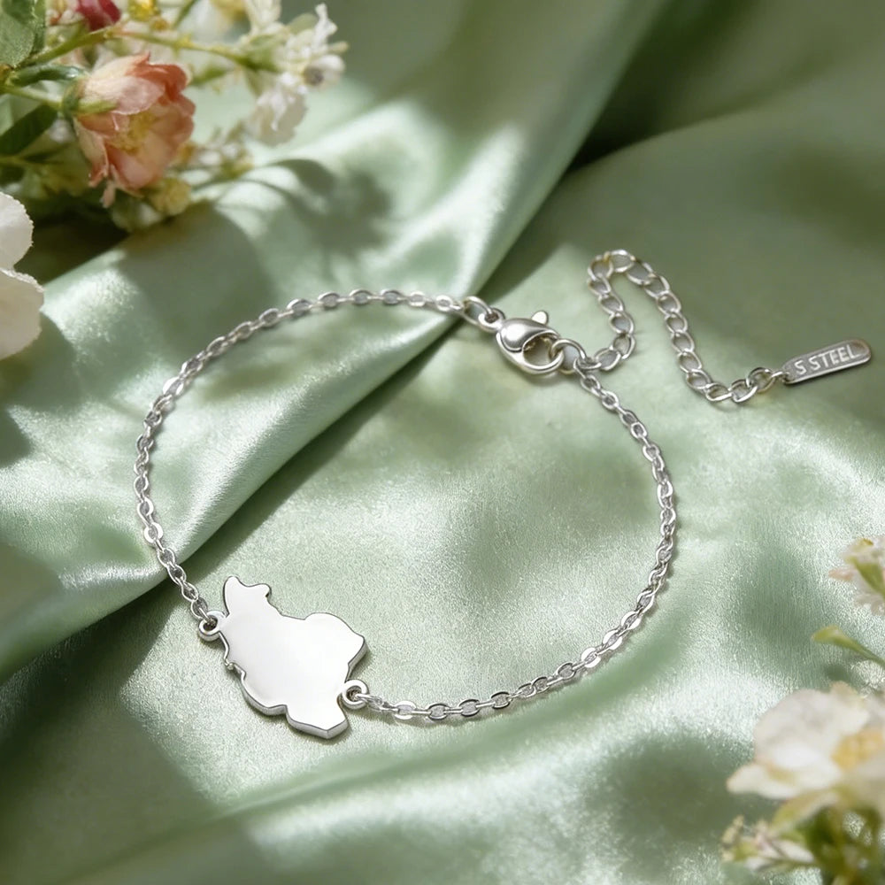 Iran Map Bracelet – Minimal Persian Design | Stainless Steel | Mehrbunoo