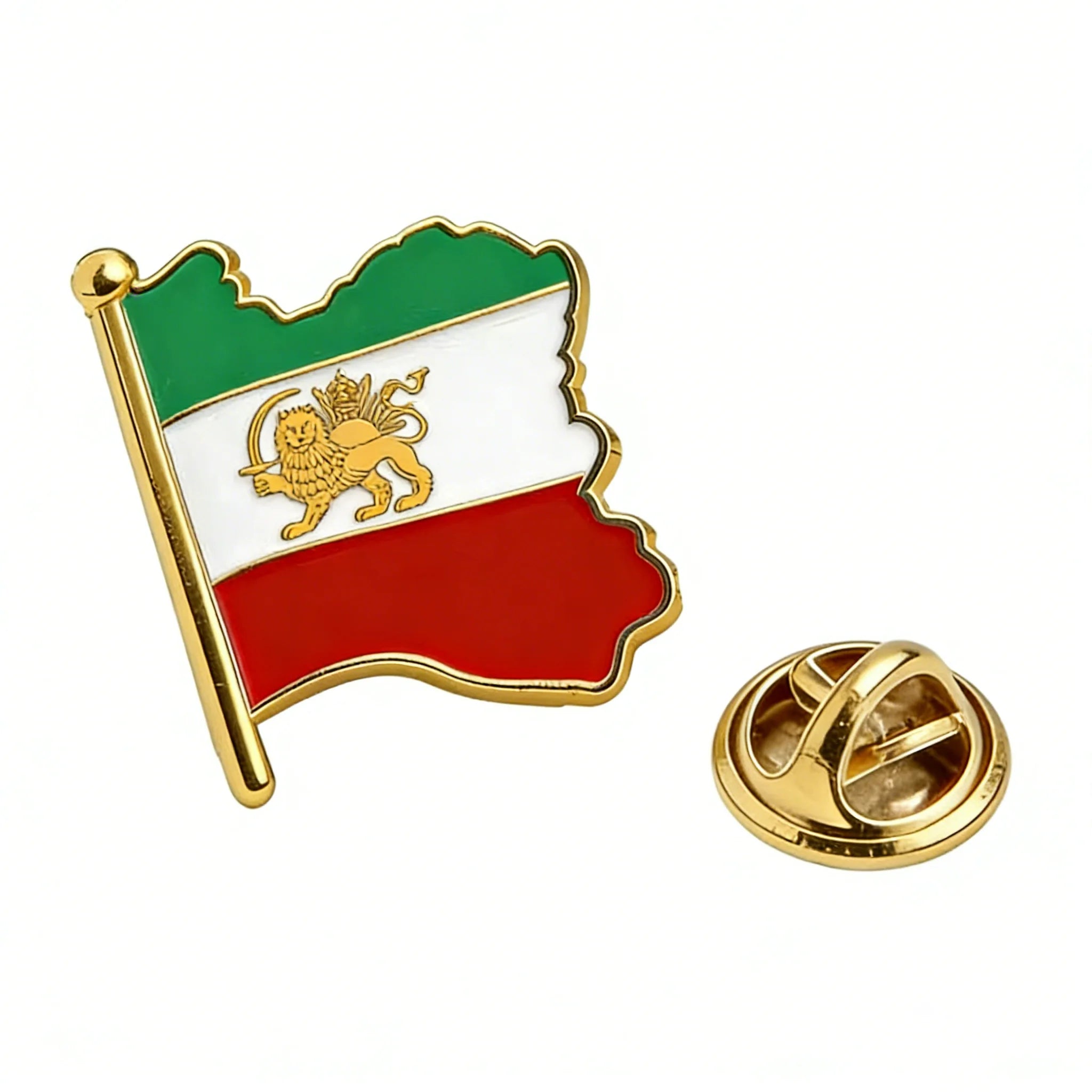 Persian Lion & Sun Brooch – Iran Map Pin | Stainless Steel | Mehrbunoo