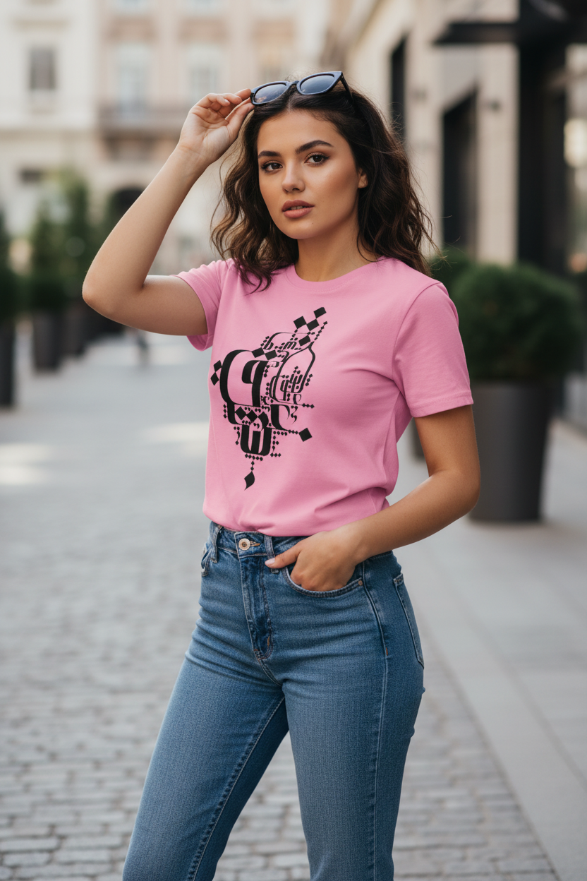 Women’s Cotton Fitted T-Shirt | Modern Persian Calligraphy |  Eshgh – عشق