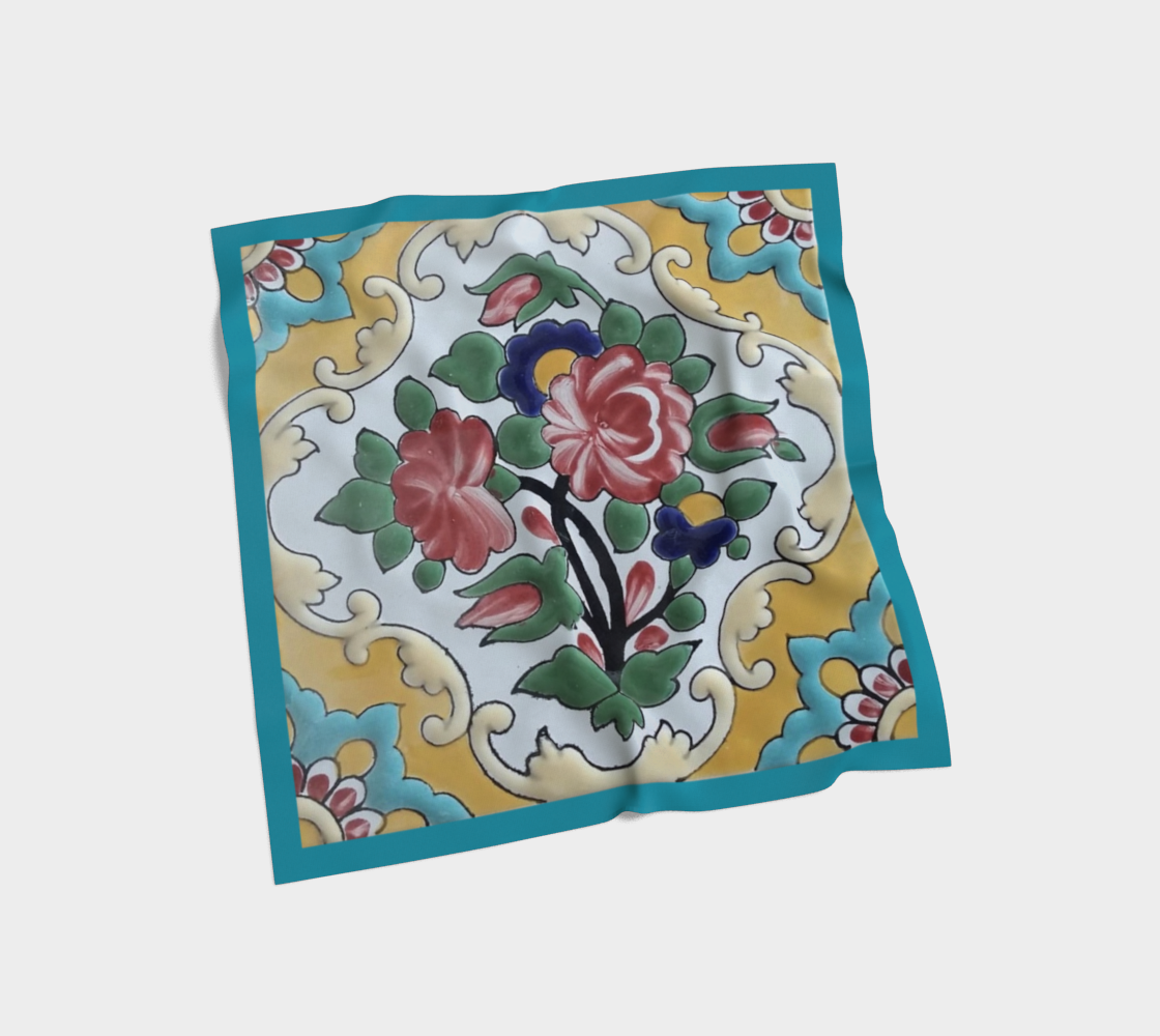 Persian Heritage Scarf – Qajar Seven-Color Tile Design | Mehrbunoo