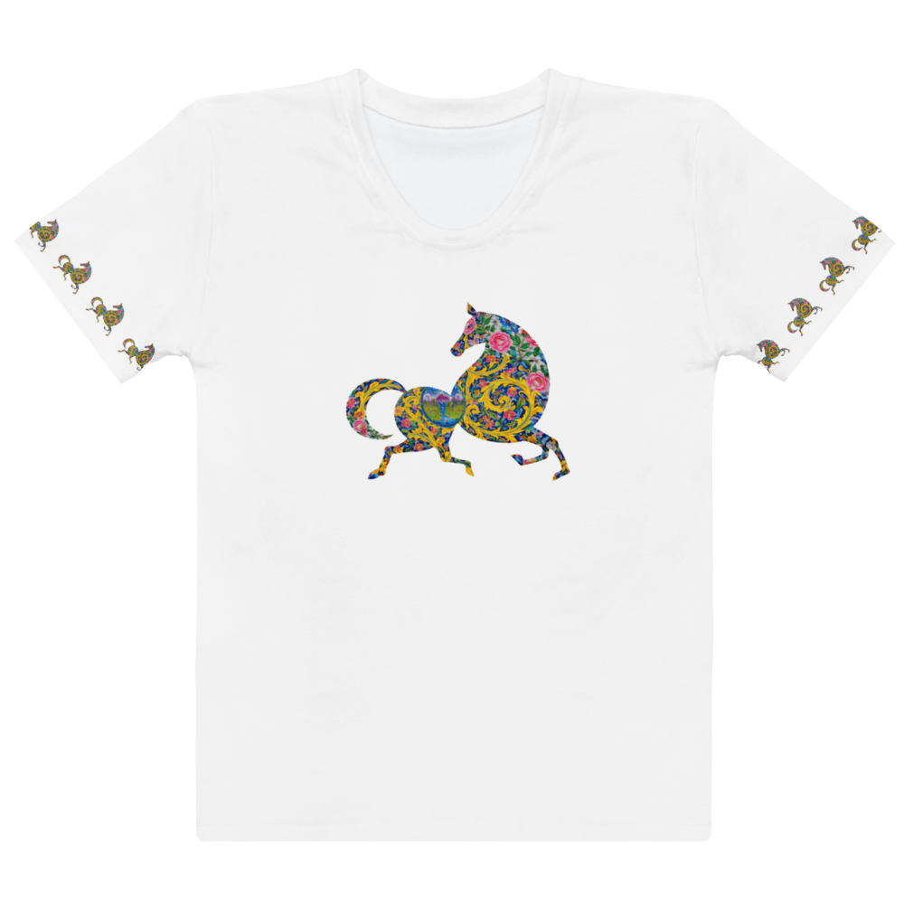 Cotton T-Shirt | Persian Horse; Qajar Tile Design | Mehrbunoo